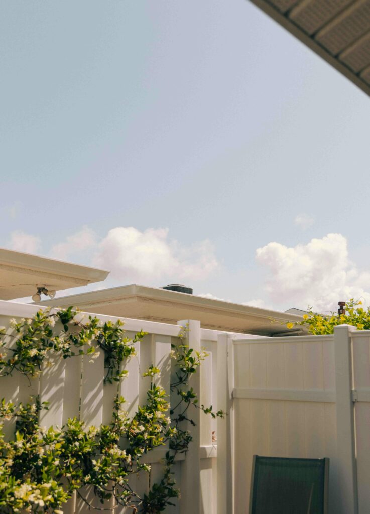 backyard white fence
